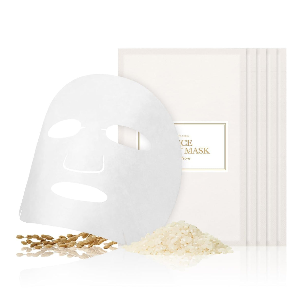 I'm from front packaging showing rice sheet mask pack, clear product ID and benefit