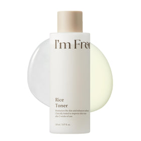 I'm from rice toner front bottle showing clean packaging and hydration benefit