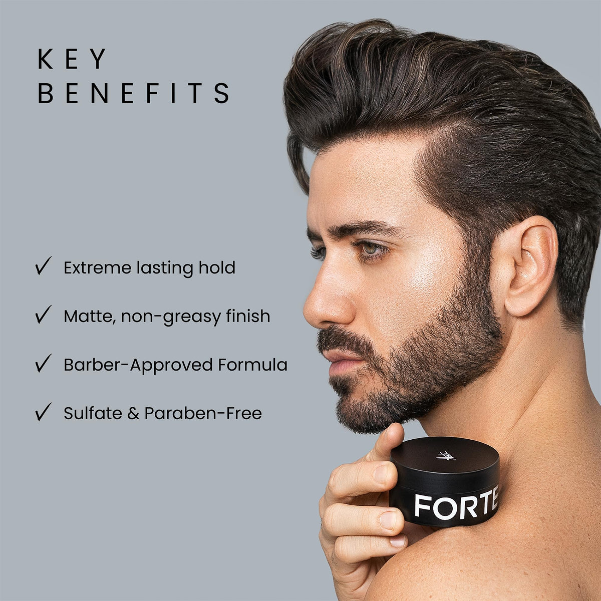Alex Costa Hair Clay for Men — Forte Series Extreme Hold, Matte Finish & Volume