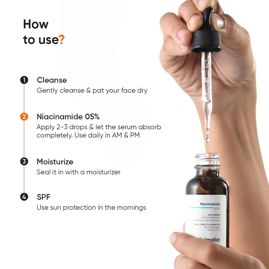 Minimalist Niacinamide Serum 5% + Hyaluronic Acid 1% — 30 ml, Fragrance-Free, Pore-Refining