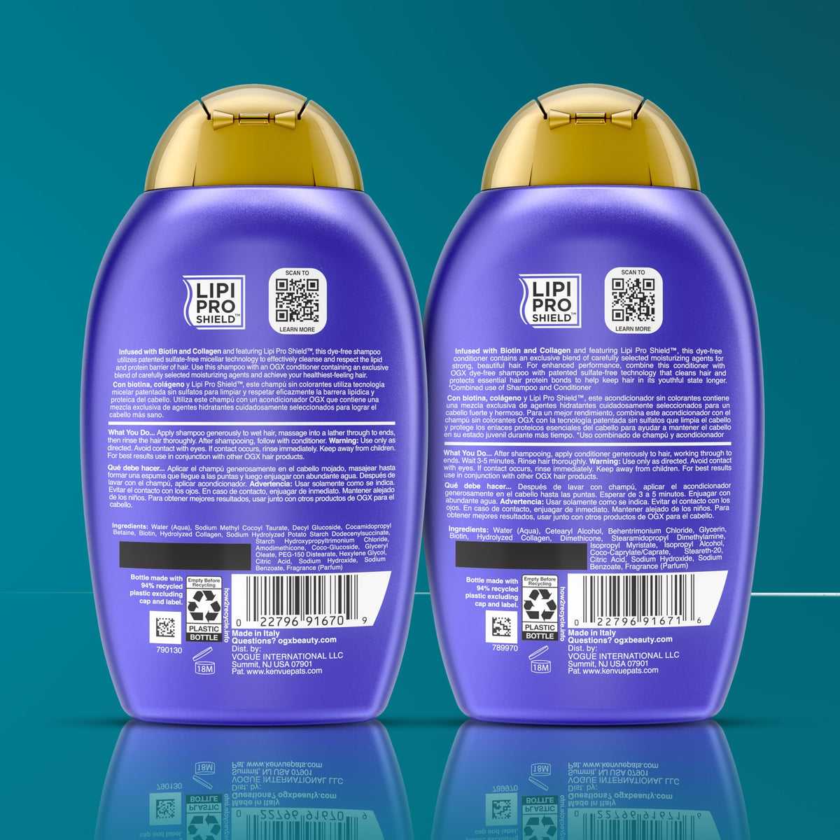OGX Thick & Full Biotin & Collagen Volumizing Shampoo + Conditioner 2-Pack, Sulfate & Paraben-Free for Fine Hair, 13 fl oz