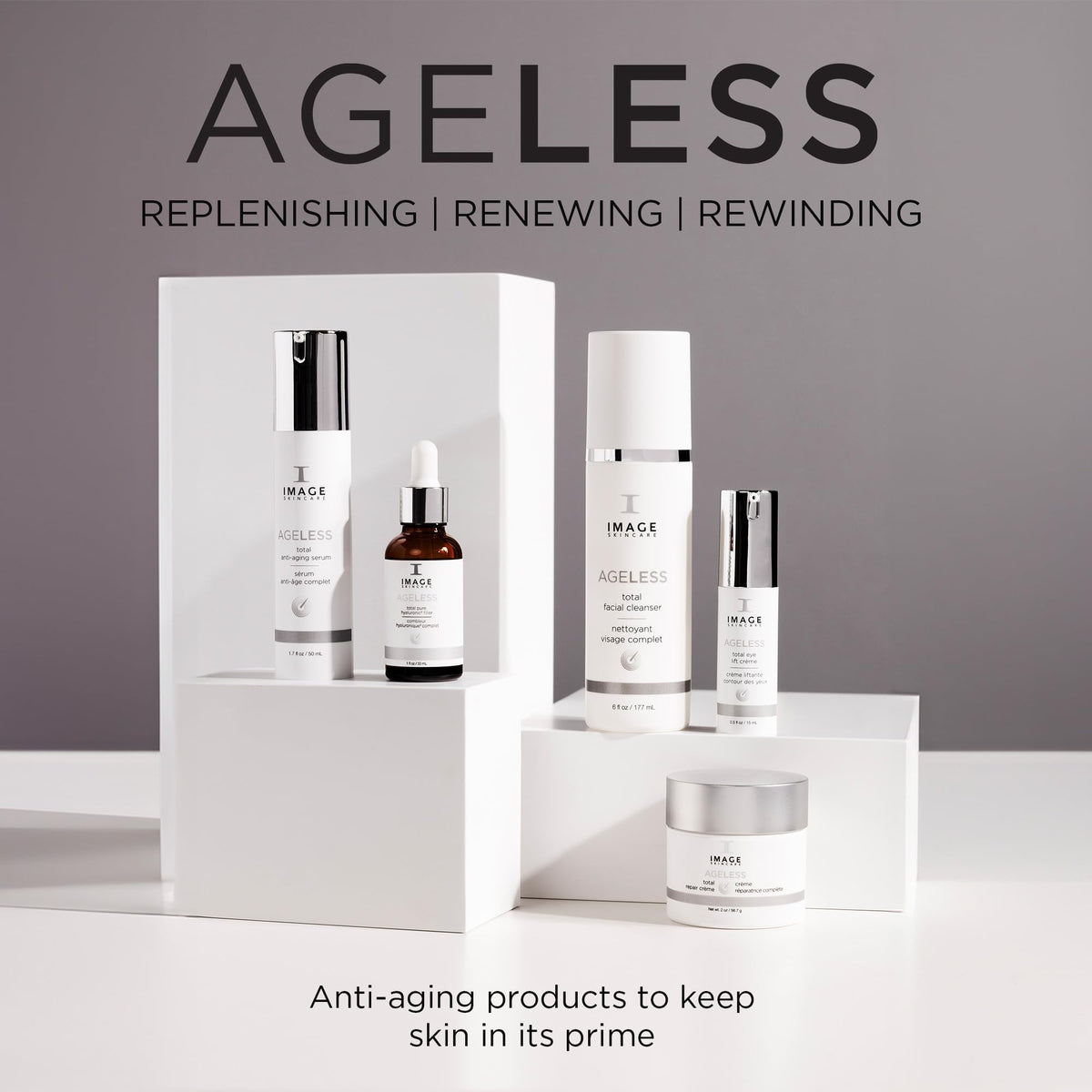 IMAGE Skincare AGELESS packed in a travel kit emphasizing portability and convenience