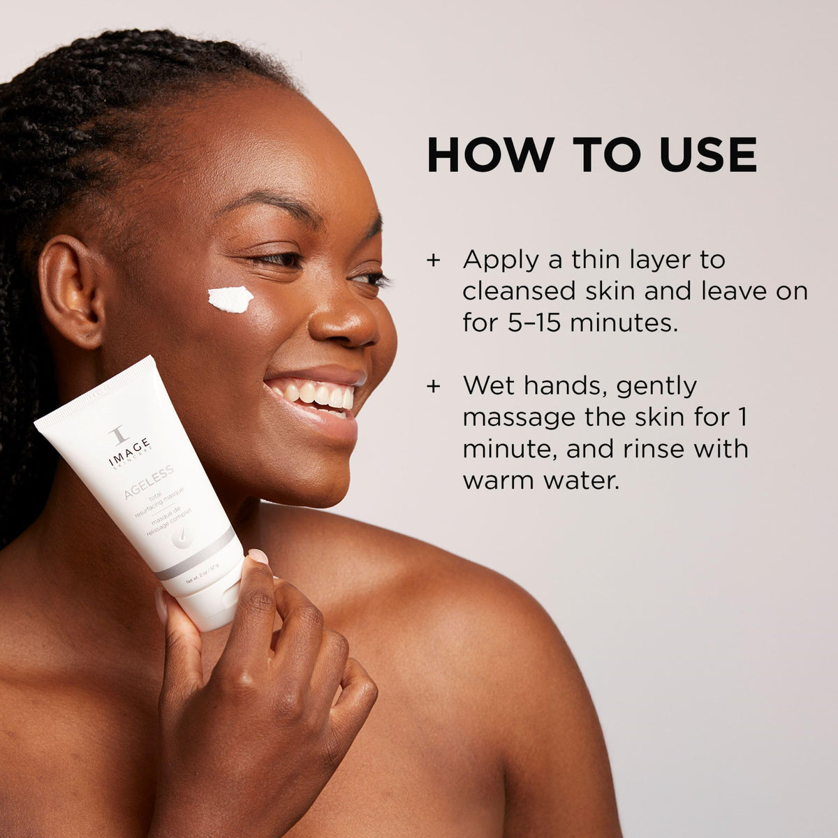 IMAGE Skincare AGELESS masque label detail showing ingredients and professional formulation