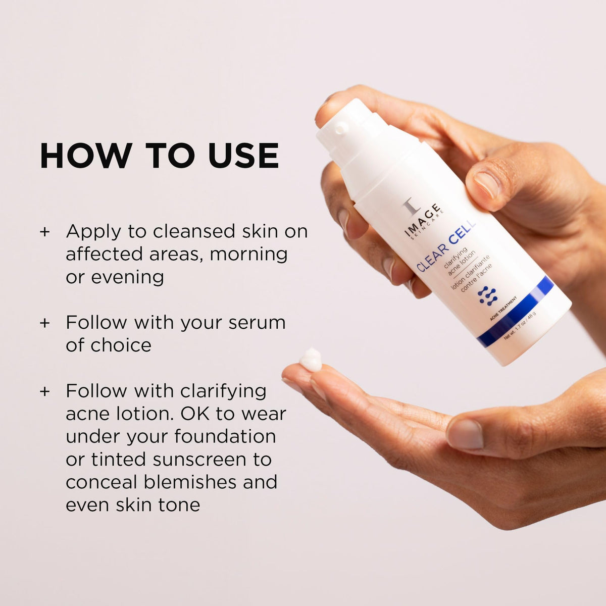 IMAGE Skincare lotion applied on hand demonstrating quick absorption and layering