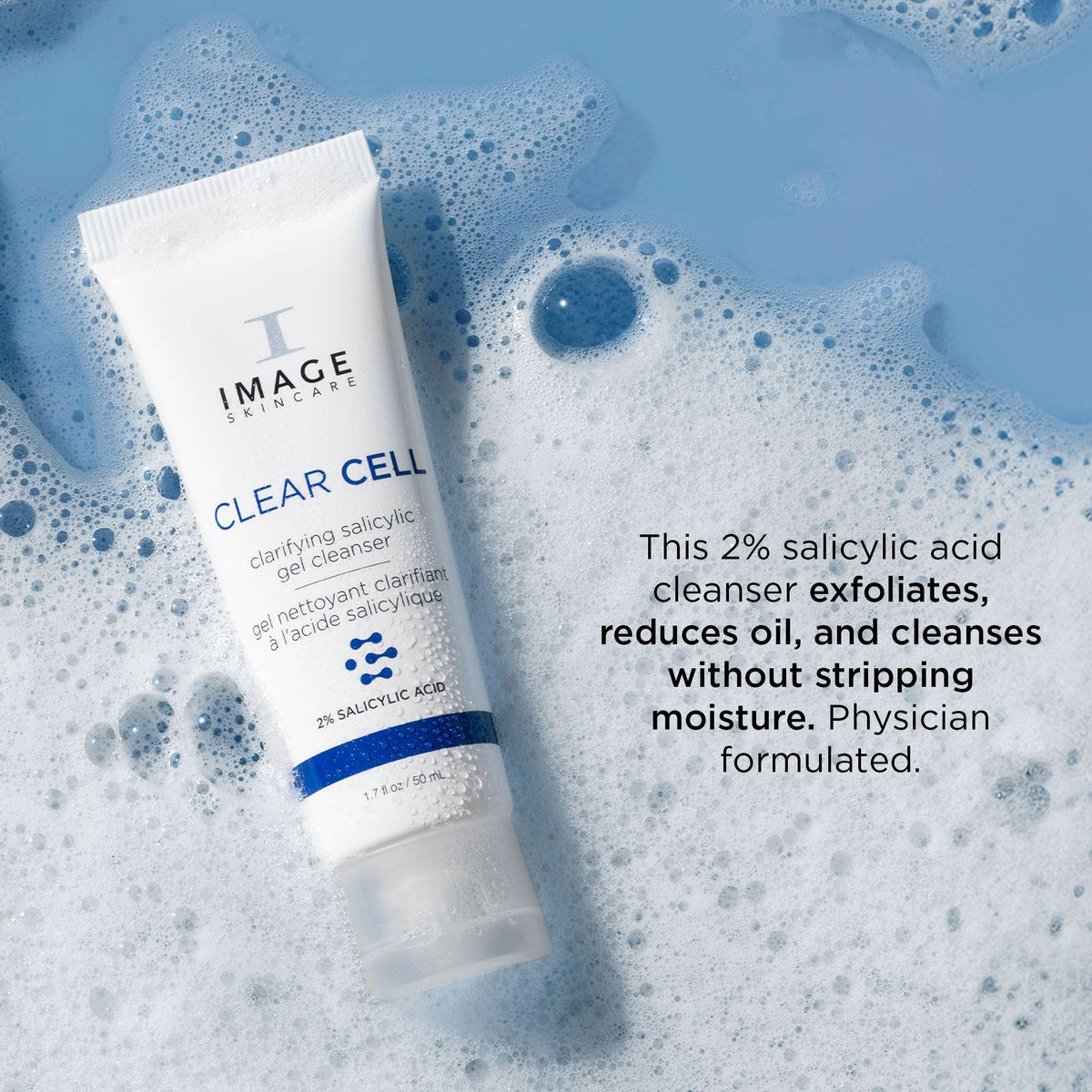 IMAGE Skincare gel texture on fingertip showing CLEAR CELL lightweight exfoliant