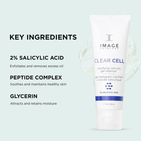 IMAGE Skincare CLEAR CELL bottle held in hand to show 1.7 oz scale