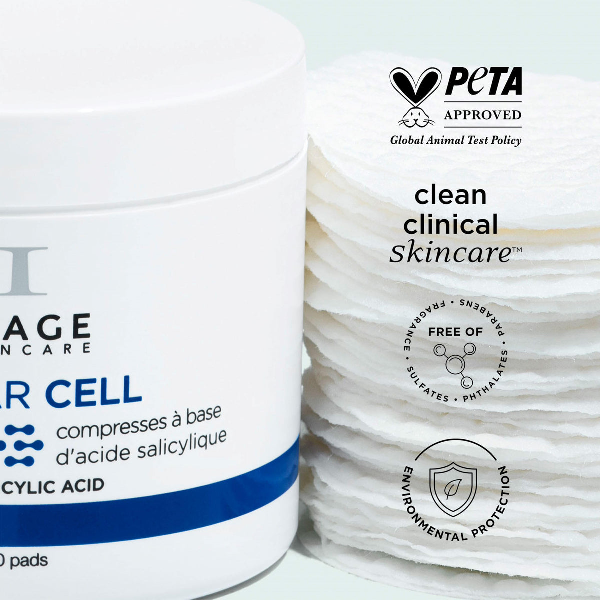 IMAGE Skincare label close-up highlighting salicylic and glycolic acids benefits