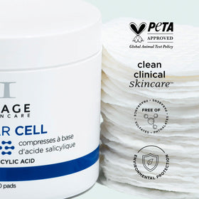 IMAGE Skincare label close-up highlighting salicylic and glycolic acids benefits