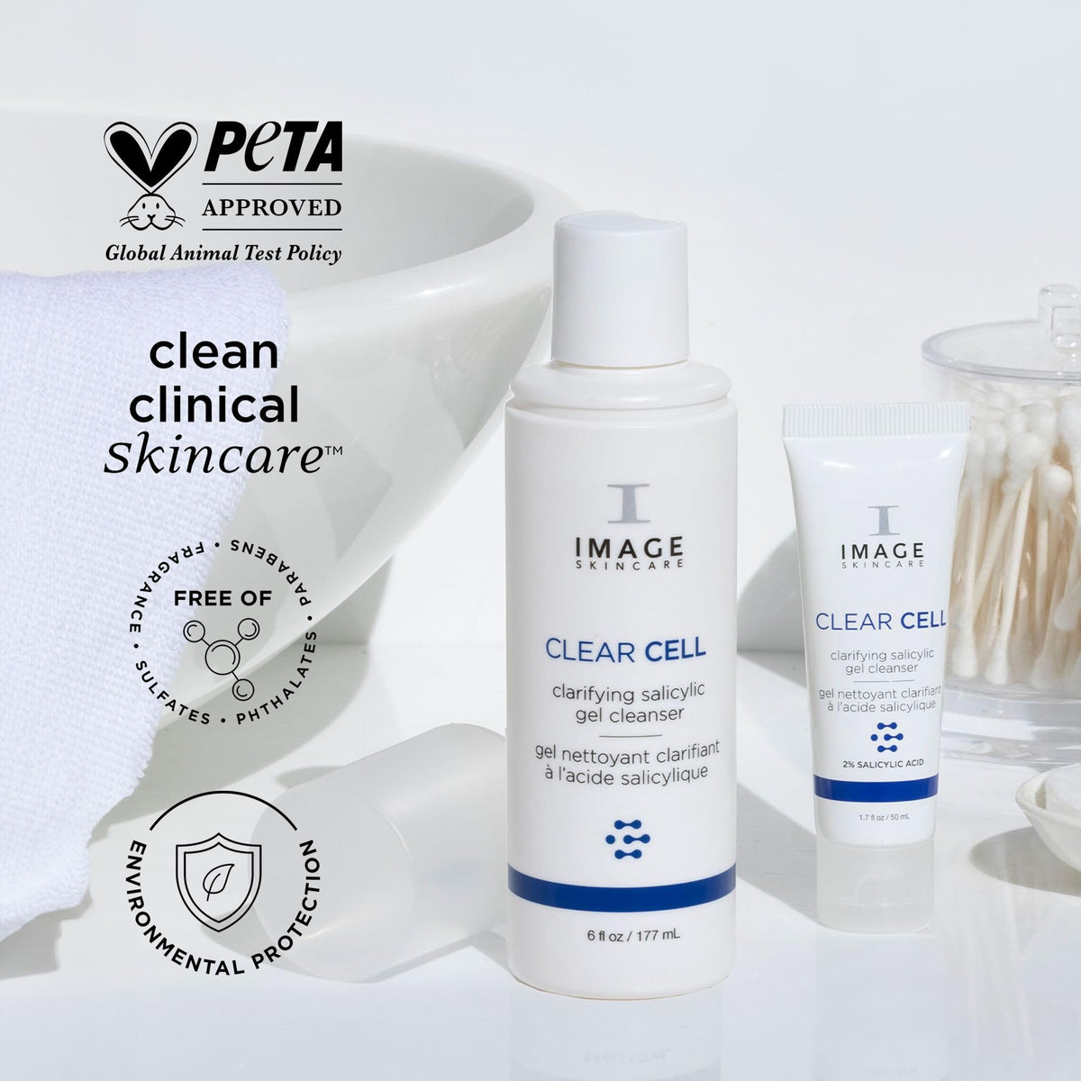 IMAGE Skincare ingredient label close-up on CLEAR CELL highlighting 2% salicylic