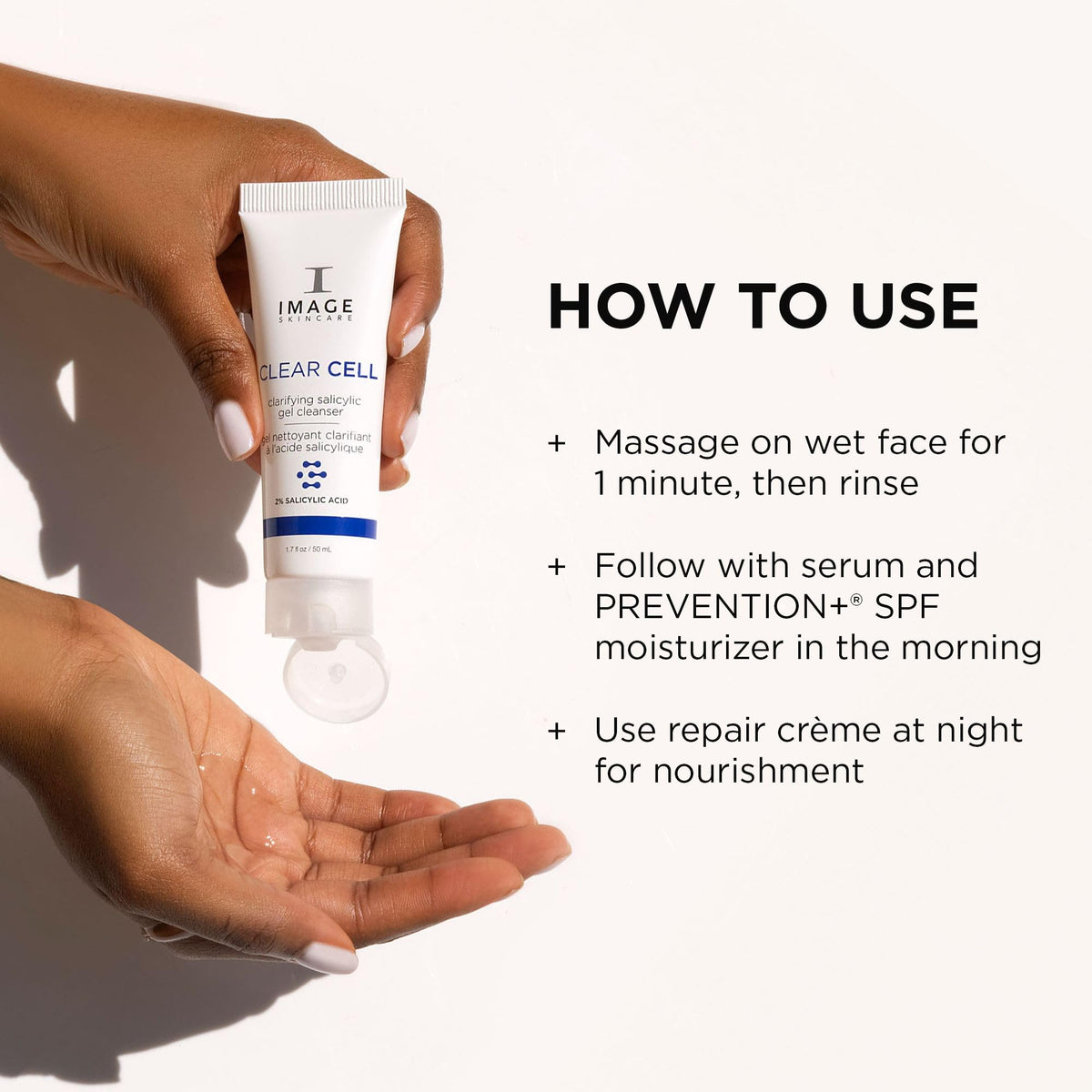 IMAGE Skincare foaming lather from CLEAR CELL demonstrating oil removal
