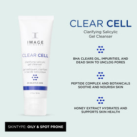 IMAGE Skincare pump close-up of CLEAR CELL dispensing gel for easy use
