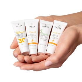 IMAGE Skincare close-up of VITAL C serum and repair crème texture highlighting hydration
