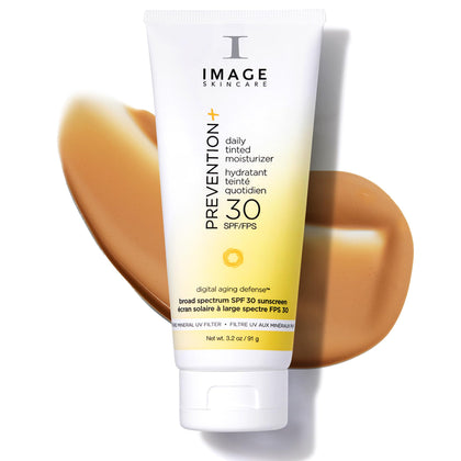 IMAGE Skincare front packaging showing SPF 30 and tinted moisturizer benefits