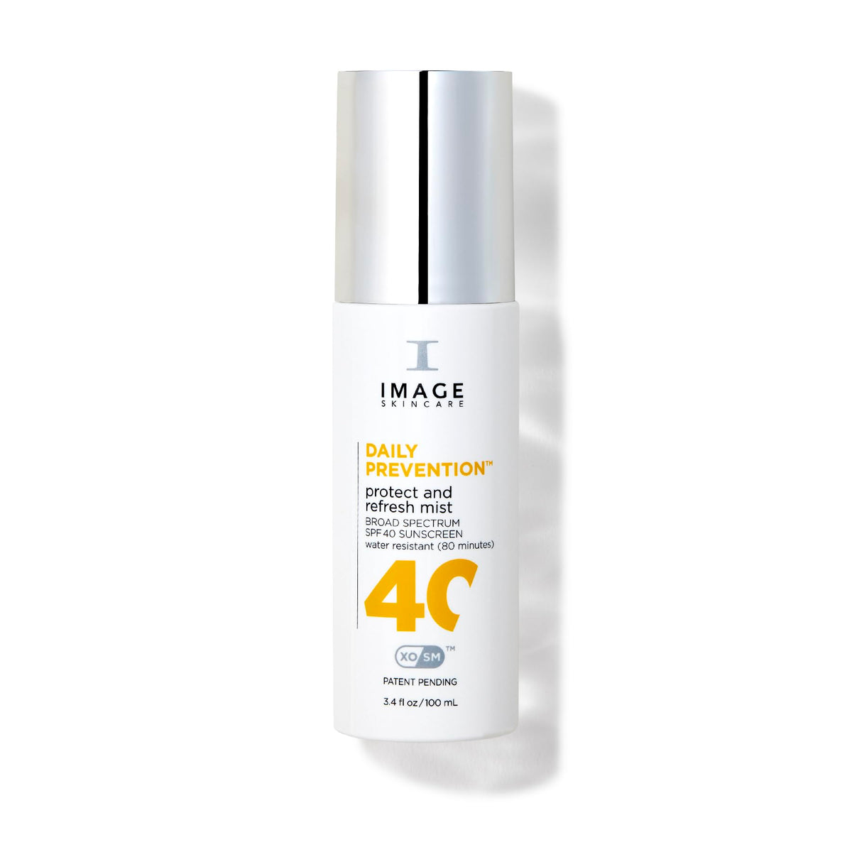 IMAGE Skincare front packaging showing SPF 40 mist and portable size benefit