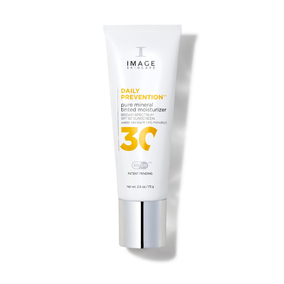 IMAGE Skincare front packaging showing SPF 30 and tinted moisturizer benefits