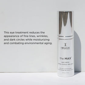 IMAGE Skincare MAX Eye Crème application demo patting under-eye for reduced puffiness and lines