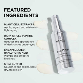 IMAGE Skincare MAX Eye Crème held in hand showing 0.5 oz scale for travel-friendly use