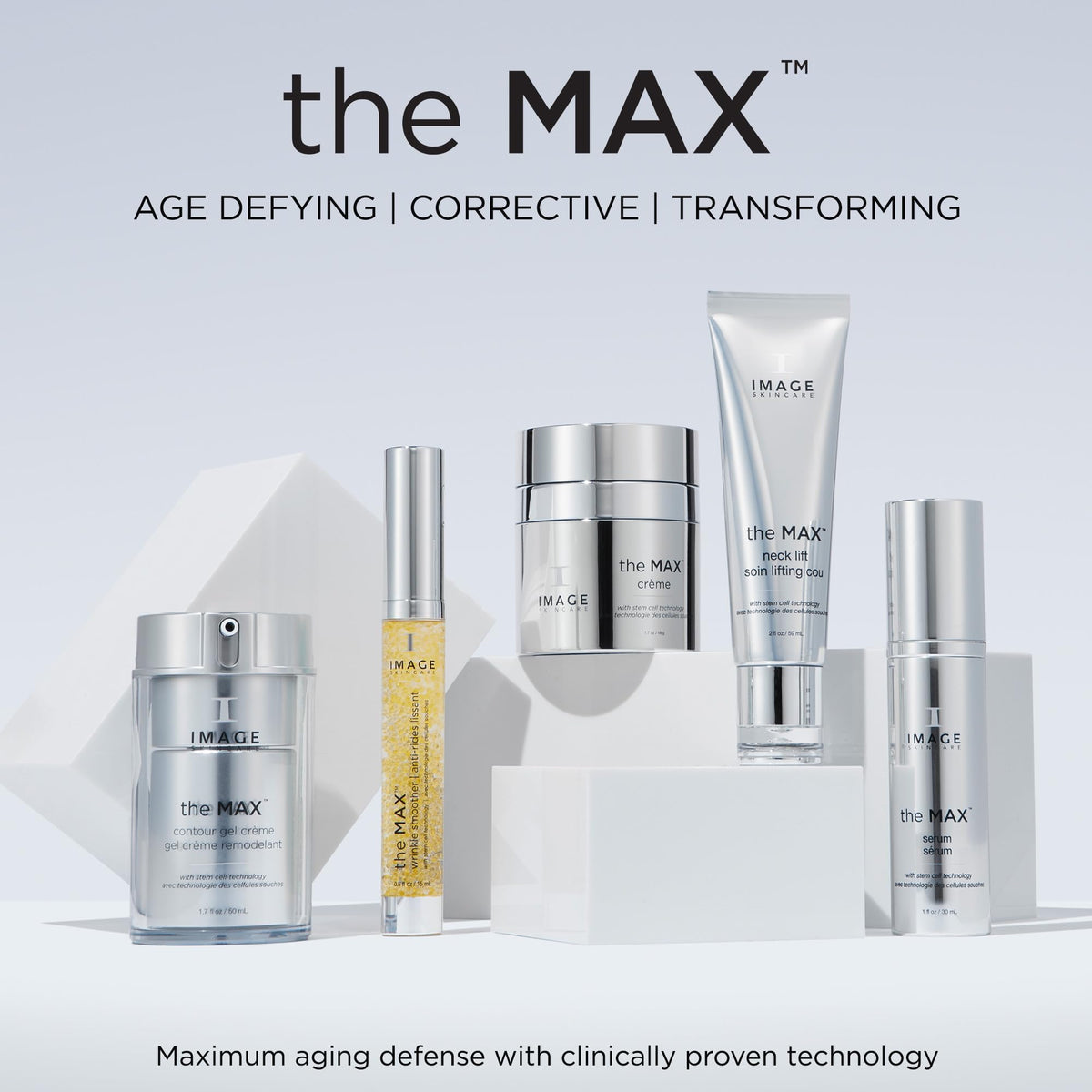 IMAGE Skincare MAX Eye Crème on nightstand with lamp illustrating overnight restorative use