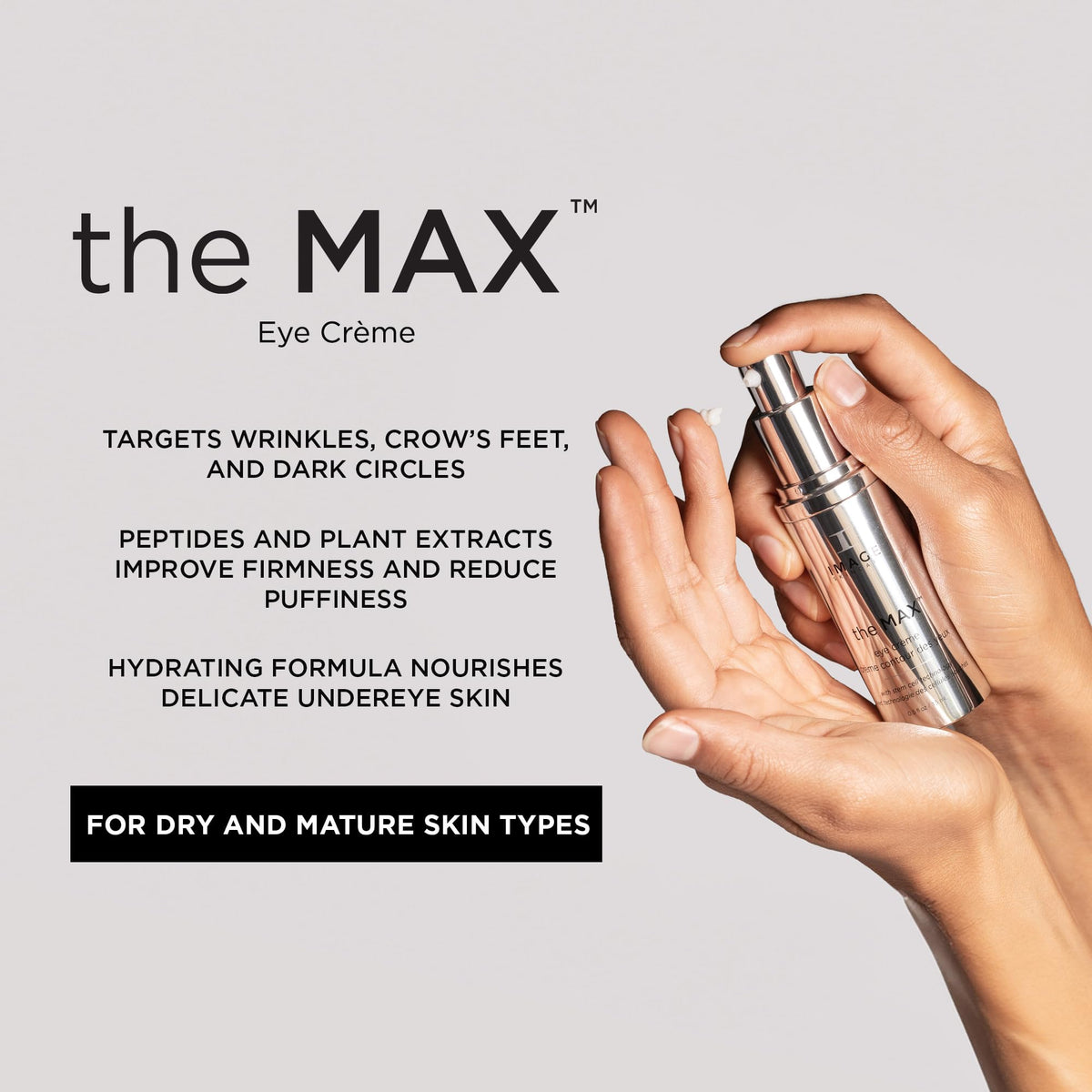 IMAGE Skincare MAX Eye Crème texture close-up revealing lightweight cream for quick absorption