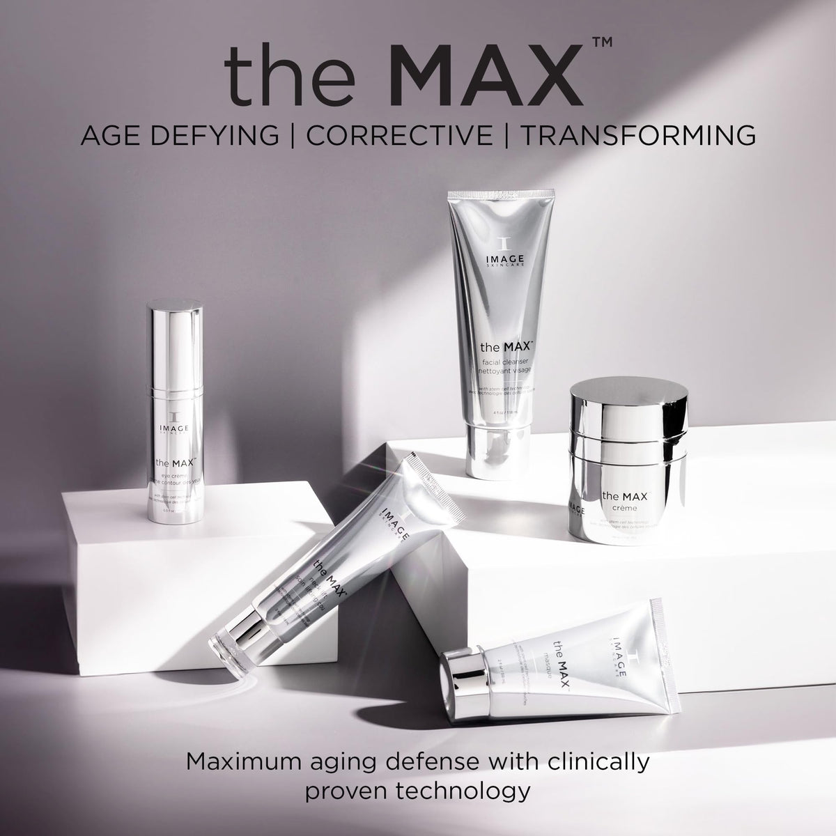 IMAGE Skincare MAX Facial Cleanser bathroom lifestyle scene conveying daily routine and calm skin benefit