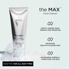IMAGE Skincare MAX Facial Cleanser pump dispenser demonstrating easy, controlled product access