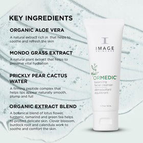 IMAGE Skincare ORMEDIC ingredient label close-up highlighting botanical aloe and clean formulation