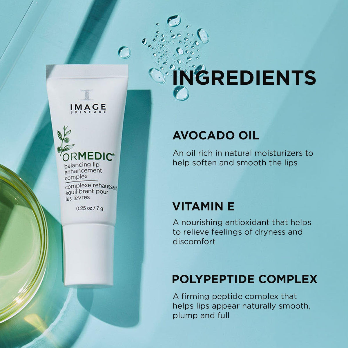 IMAGE Skincare tube beside common items to show 0.25 fl oz travel-friendly size