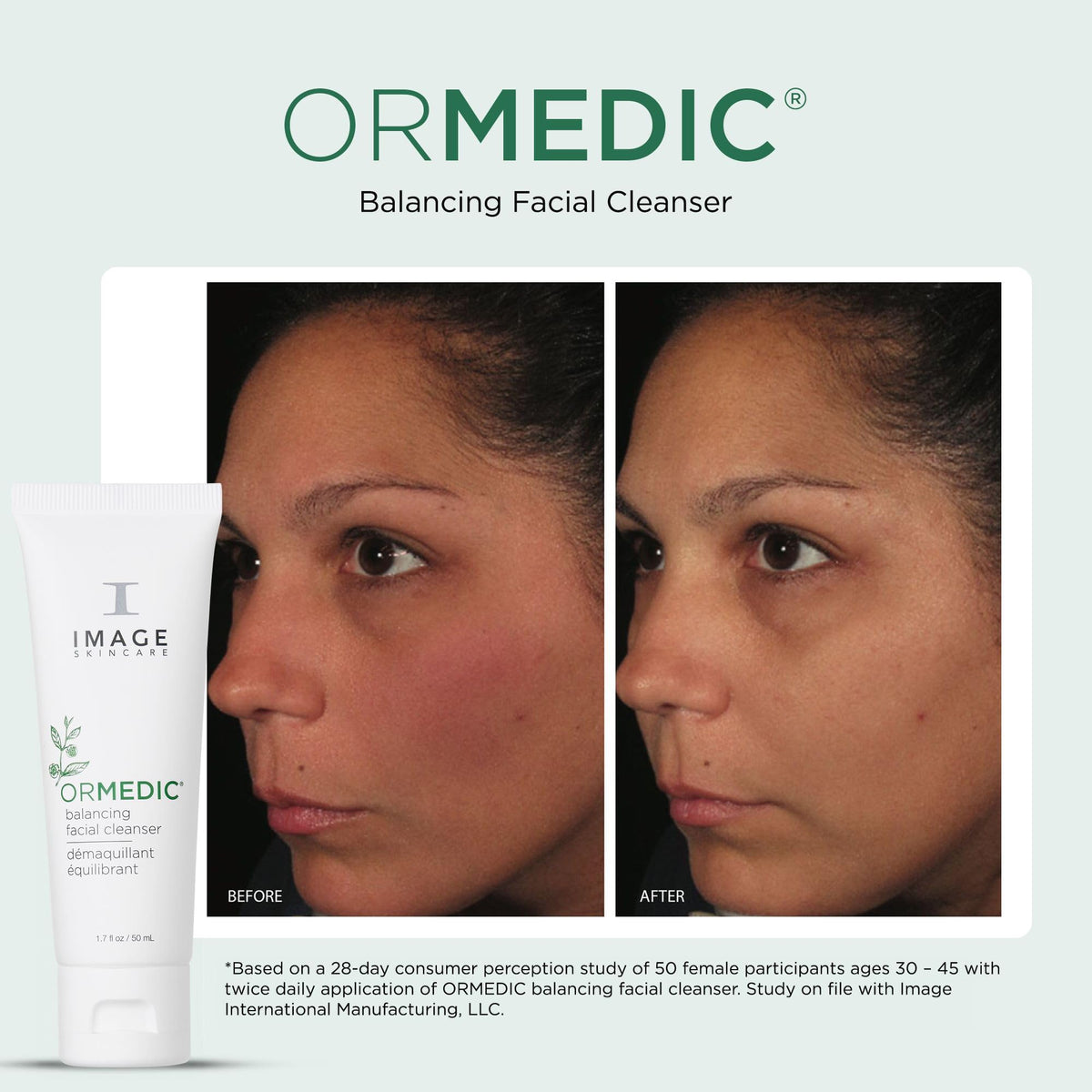 IMAGE Skincare ORMEDIC 1.7 fl oz held in hand showing travel-friendly size and convenience