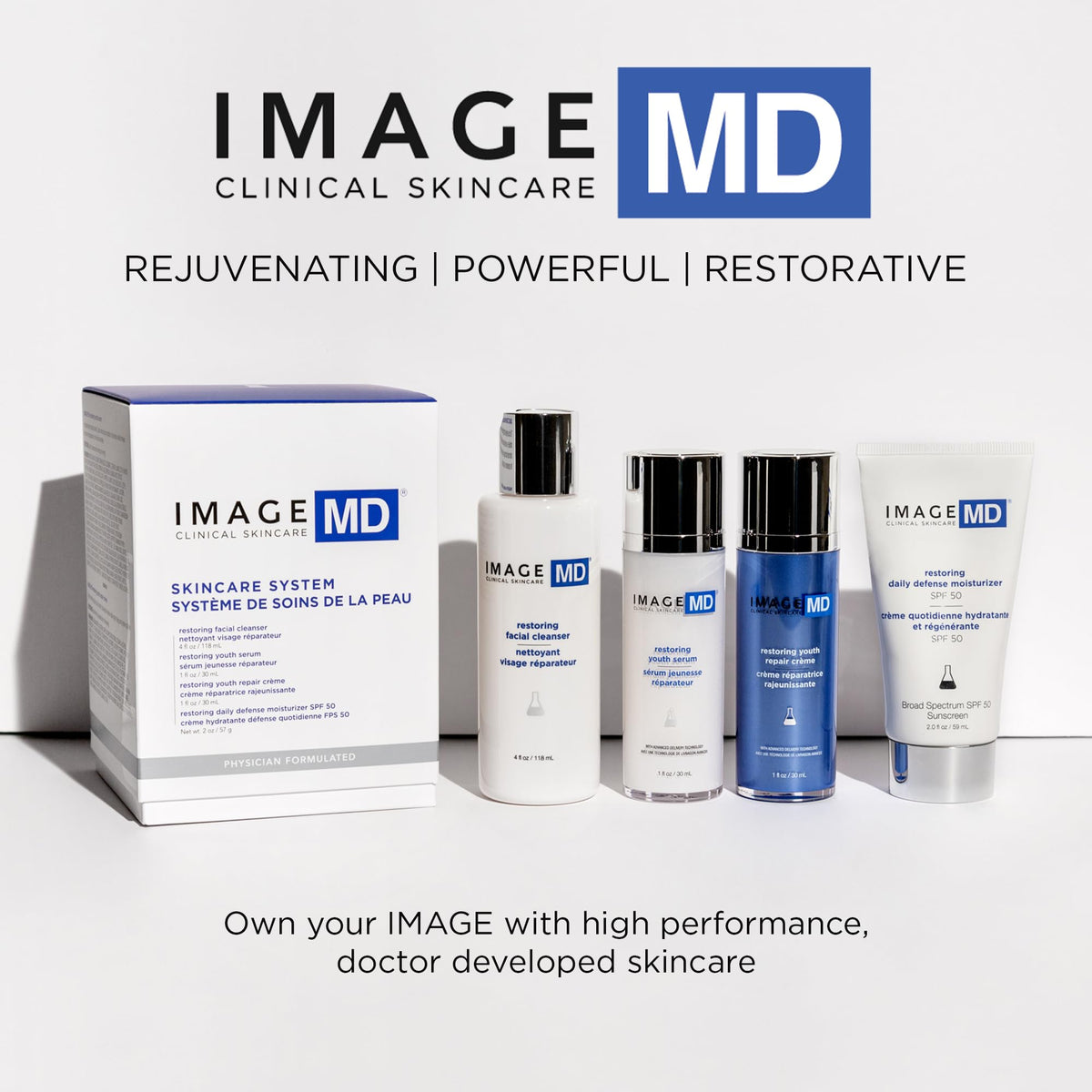 IMAGE Skincare 4 fl oz bottle held in hand to show compact travel-friendly size