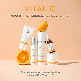 IMAGE Skincare on bathroom shelf lifestyle scene suggesting daily routine and radiant results
