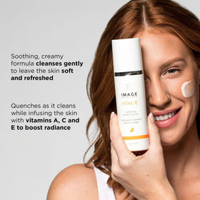 IMAGE Skincare close-up of cream texture, hydrating appearance helps soothe skin