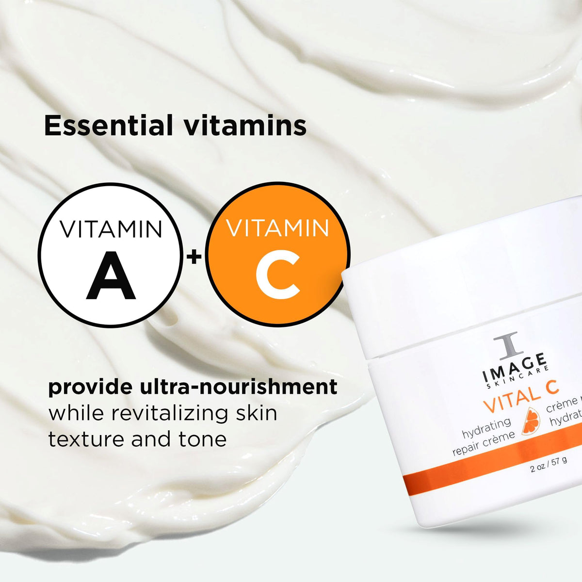 IMAGE Skincare VITAL C ingredient display with hyaluronic acid and ceramides for barrier support