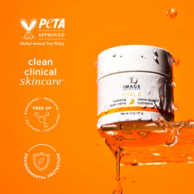 IMAGE Skincare VITAL C label close-up listing key actives for brightening and renewal