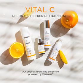 IMAGE Skincare on bathroom vanity in lifestyle scene promoting daily use