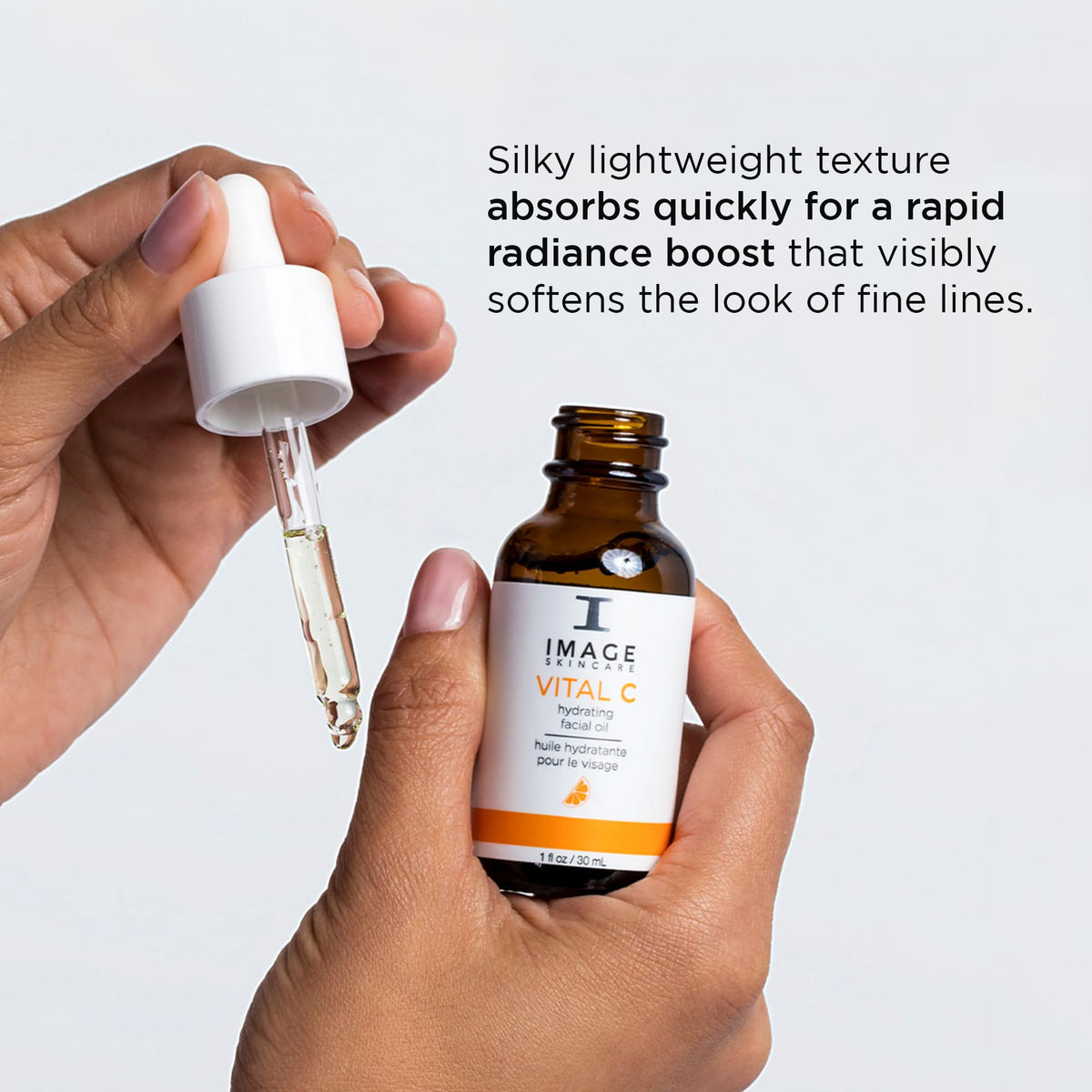 IMAGE Skincare oil texture closeup highlighting lightweight absorption