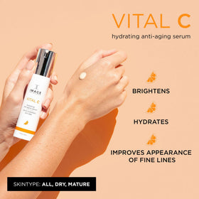 IMAGE Skincare VITAL C serum texture close-up highlighting hydration and smooth finish
