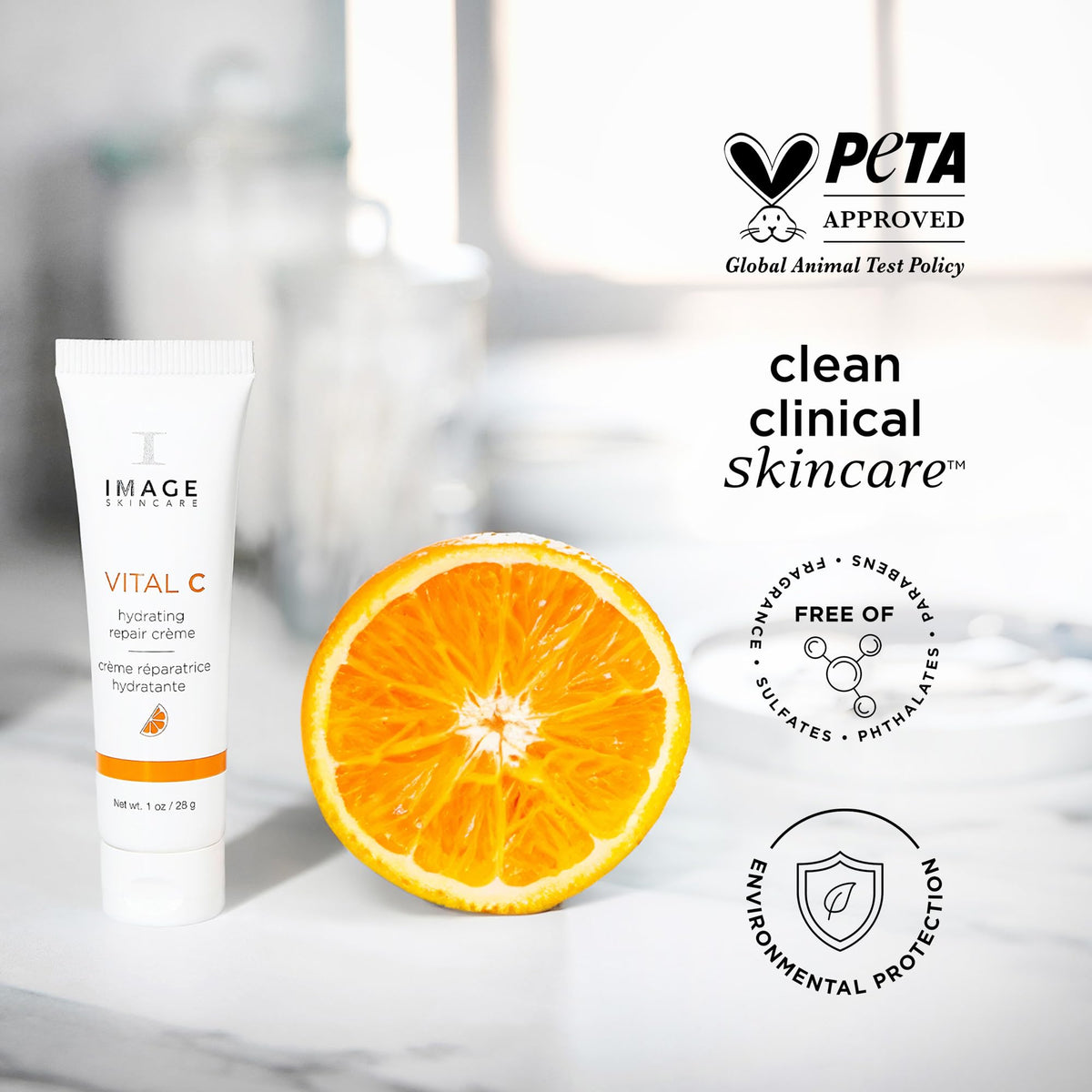 IMAGE Skincare size comparison with 1oz jar shown next to common items for scale