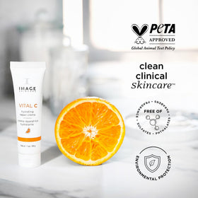 IMAGE Skincare size comparison with 1oz jar shown next to common items for scale