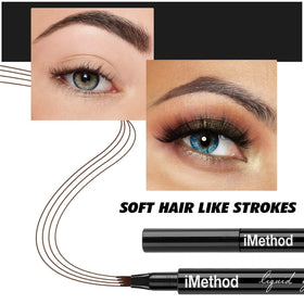 iMethod application demo on hand showing how strokes mimic natural brow hairs