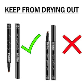 iMethod before and after brows comparison highlighting fuller look and smudge-resistant wear