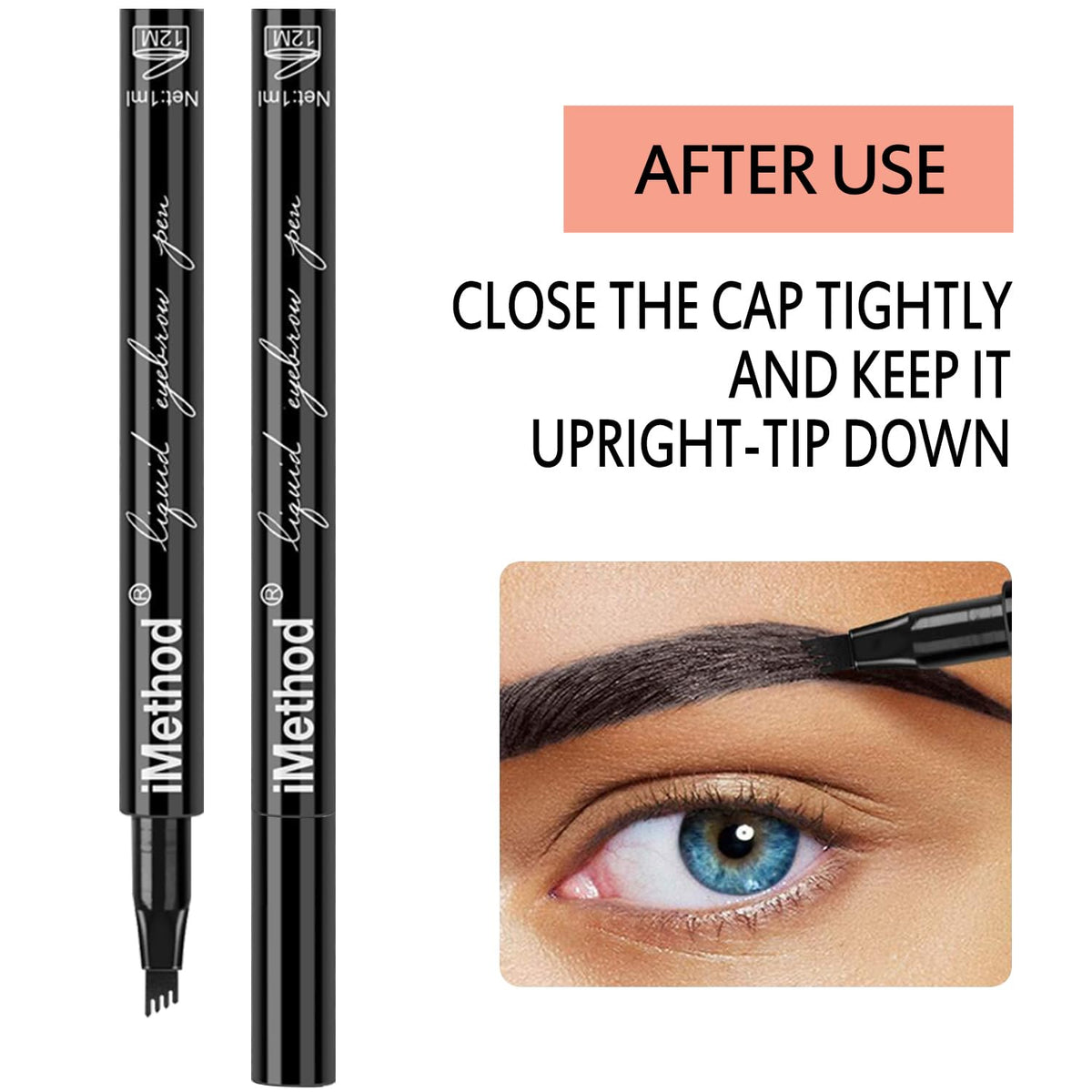 iMethod before and after brows showing fuller natural-looking eyebrow benefit
