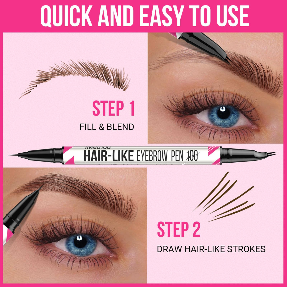 iMethod brow before and after demonstrating filled sparse areas benefit fuller natural-looking brows
