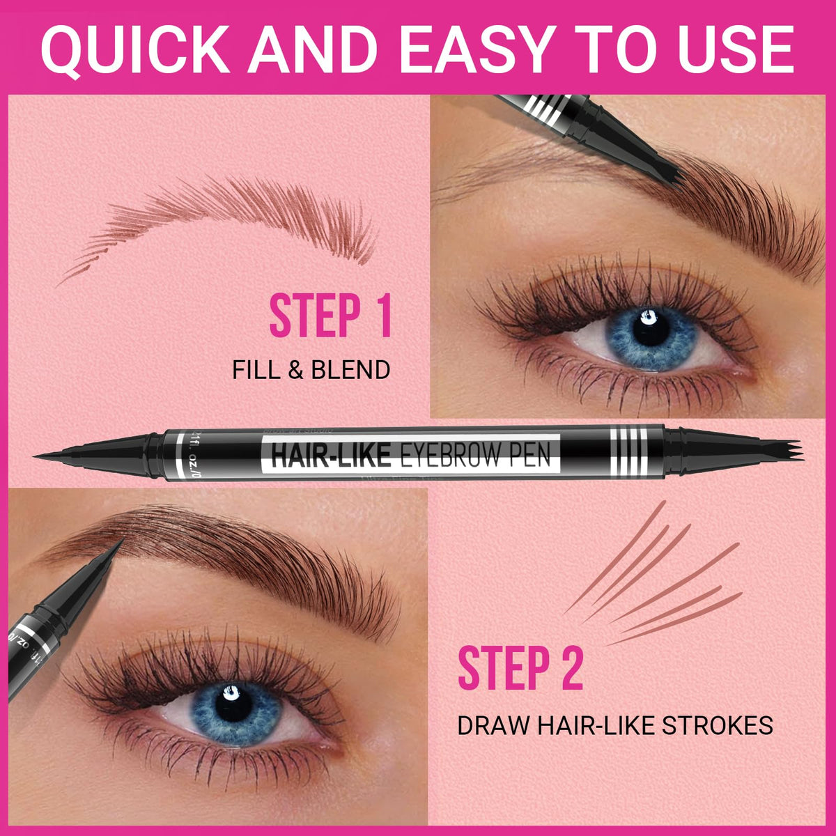 iMethod application on eyebrow creating hair-like strokes for natural fullness