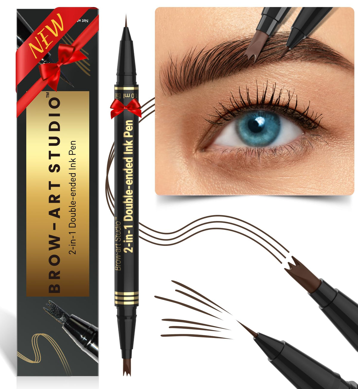 iMethod brow pencil front packaging showing product and dark brown shade benefit