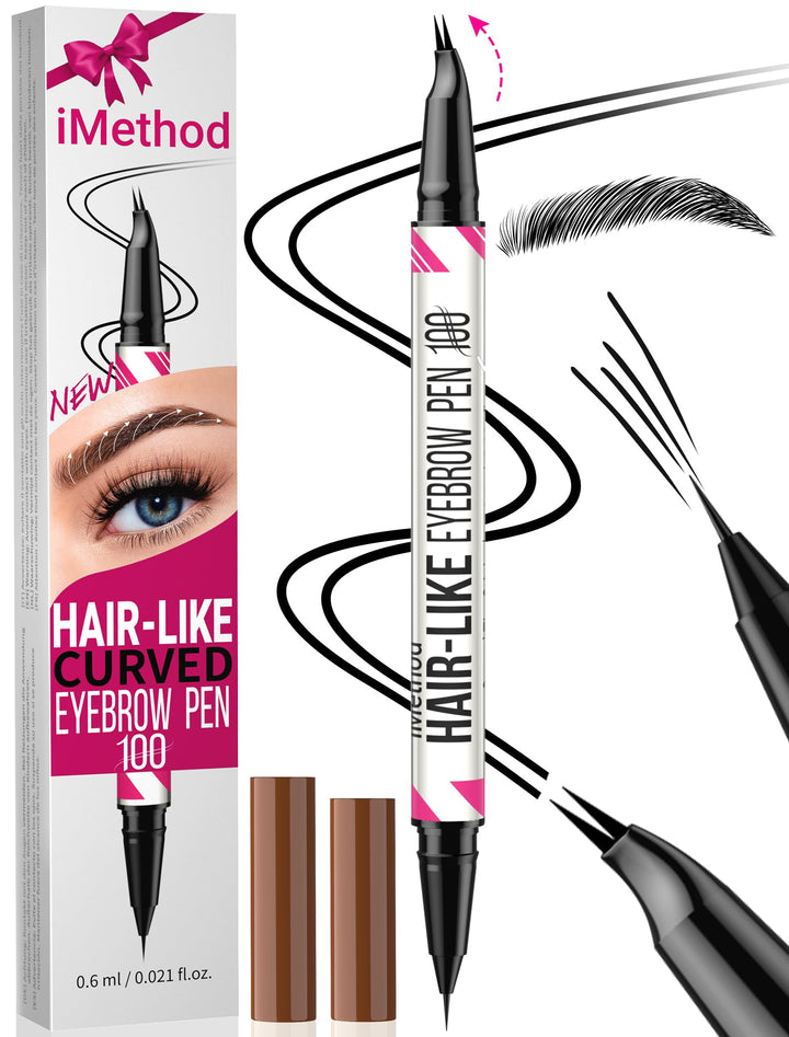 iMethod curved eyebrow pen front packaging showing product and shade black benefit precise brow shaping