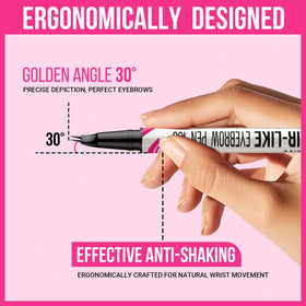 iMethod curved tip close-up demonstrating microblade strokes benefit realistic hair-like lines