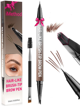 iMethod eyebrow pen front packaging showing dual-ended convenience and shade Reddish Brown
