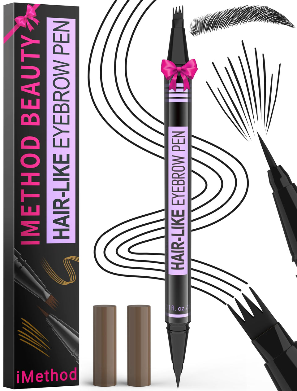 iMethod eyebrow pen front packaging showing compact, travel-ready design