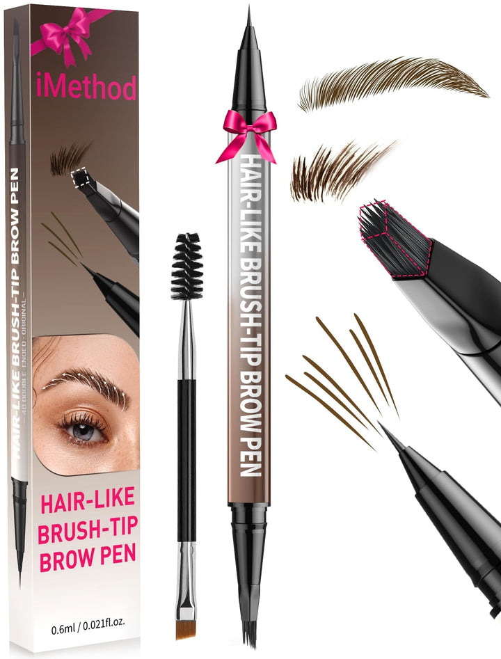 iMethod eyebrow pen front view shows product and benefits for neat brows