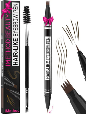 iMethod eyebrow pen full product flatlay shows portability and complete dual-ended tool